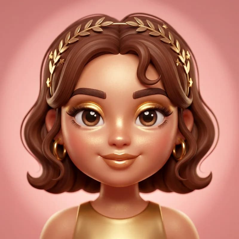 Golden Goddess theme reference art: a doll wearing the look. Liquid gold lids and glowing skin.